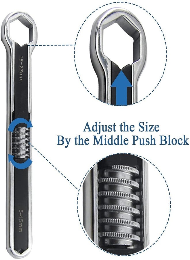 Ritmo مفتاح ربط متعدد الوظائف قابل للتعديل من ريتومو، أداة إصلاح شاملة، مفتاح سداسي من الفولاذ الكربوني، رأس مزدوج، طقم أدوات يدوية - قطعتان - Image 3
